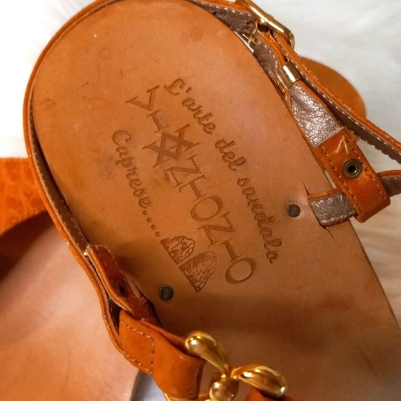 Beautiful Custom Handmade Italian LeatherSandals w Croc Leather Straps Sz 36/US6 - Picture 6 of 9